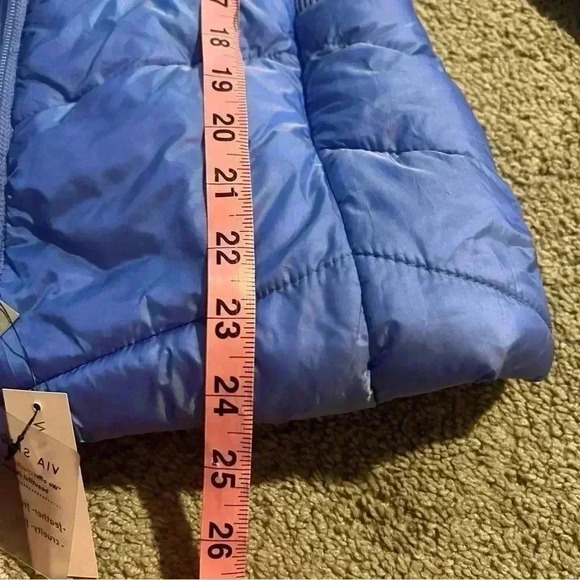 Women's X-small Via Spiga Smocked Quilted Puffer Jacket Sapphire Blue 60113V - Picture 8 of 11